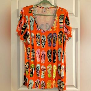 TO, Thomas & Olivia orange flip flop top, sz PXL